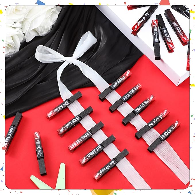 Kigeli 30 Pcs Spirit Clips Cheer Pins Cheerleader Gifts Clothes Pins for Backpacks Competition Glittered for Team Cheer Gifts Stuff Supplies Party Favors Accessories Bulk(Black, Red,Gradient)