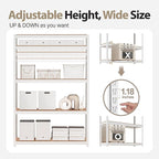 HOMEDANT House 5 Tier Heavy Duty Garage Shelving Adjustable Metal Rack Storage Shelves Standing Shelf Unit Organizers Pantry Closet Office (1, White, 48.1" W x 24.4" D)