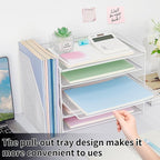 OPNICE Desk Organizer, 5-Tier Paper Organizer Letter Tray with Magazine Holder, Office Desk Accessories & Workspace Organizers, Desktop File Organizer for Office Supplies Storage, White