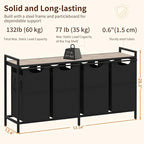 Heybly Laundry Hampers, 4 × 15Gal (228 L) Laundry Basket with Large Desktop Sorter for Laundry Room organization, Bathroom and Dorm Laundry Bags on Storage Shelf, Greige HLH004SG