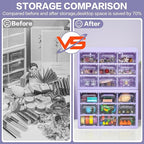 Desk Storage Organizer with 9 Drawers, Clear Plastic Storage Cabinet, Stackable Desk Storage Box for Makeup Office Craft Hardware Art Supplies,9.8x6.3x5.9inch(Purple)