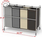 Simple Houseware 4-Bag Heavy Duty Laundry Sorter Rolling Cart, Silver/Assorted