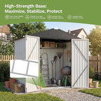 Devoko 6 x 4 FT Metal Storage Shed with Floor Frame Waterproof Garden Tool Shed with Lockable Door, Outdoor Shed Storage House for Backyard Patio Lawn, White