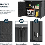 LHBcraft Outdoor Storage Cabinet 36 Cu Ft with Lockable Doors, Portable Horizontal Resin Storage Shed -Easy to Assemble, Waterproof Outdoor Storage Box for Backyards,Patios Black