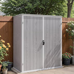 Patiowell 5x3 FT Resin Outdoor Storage Shed with Floor, Plastic Waterproof Outdoor Storage Cabinet, Garden Organizer Shed with Lockable Door for Patio Furniture, Pool Accessories, Light Gray