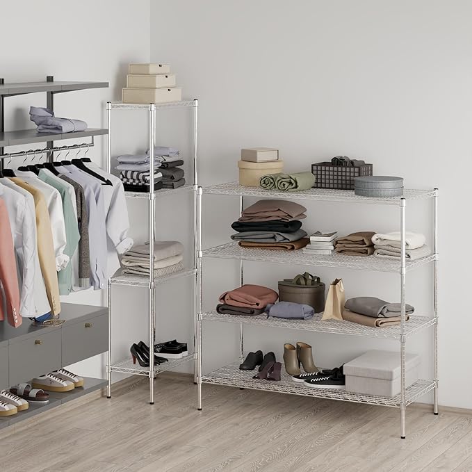 24" Deep x 54" Wide x 54" Height Wire Shelving Kit | 4-Tier | NSF Commercial Storage Rack Unit