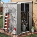 5 x 4 FT Resin Outdoor Storage Shed, All-Weather Plastic Garden Shed with Floor, Lockable Doors & Windows, Plastic Tool Shed for Poolside, Backyard, Patio