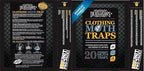 Dr. Killigan's Premium Double Potent Clothing Moth Traps with Pheromones Prime - Trap with Lure for Clothes Closets & Carpet - Case Making & Web Spinning Moth Prevention (20 Pack, Black)