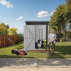 5' x 3' Outdoor Storage Shed, Sturdy Metal Building w/Floor and Lockable Doors for Garden, Backyard, Poolside and Lawn, White