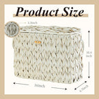 Toilet Paper Storage Basket with Lid,Toilet Paper Holder, Wicker Storage Basket with Built-in Handles for up to 6 Mega Rolls, Baskets Bathroom Accessories (Butter Milk)