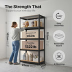 HOMEDANT House 5 Tier Heavy Duty Garage Shelving Adjustable Metal Rack Storage Shelves Standing Shelf Unit Organizers Pantry Closet Office (1, Black, 36.2" W x 16.2" D)