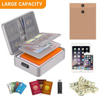 DocSafe 5200°F Document Organizer with Lock,Upgraded Heat Insulated Fireproof＆Waterproof Box 8 Layers File Organizer,Portable Home Travel Safe Storage for Important Documents, Files,Silver (Soft)