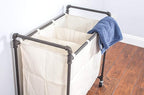 028-28003 Modern Industrial Style 3 Section Laundry Sorter, 33.24” W x 17.10” D x 30.50”H, Satin Pewter