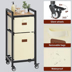 FAVOOSTY Laundry Hamper with Shelf, 70L Laundry Basket Organizer, Laundry Hamper with Shelf, 2 Section Laundry Sorter for Laundry Room Organization (White)