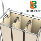 Deco Brothers Heavy Duty 3 Bag Extendable Laundry Sorter Cart with Hanging Bar, Beige
