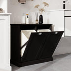 Two-Compartment Tilt-Out Laundry Sorter Cabinet-Black