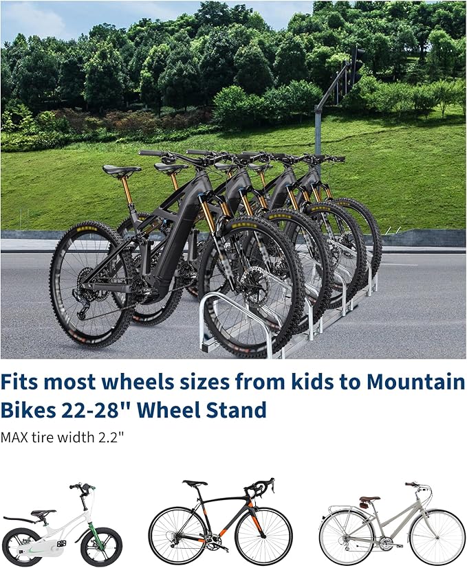 Freestanding Bike Floor Stand, Heavy Duty Bicycle Parking Rack for Garage Home Indoor Outdoor, Bike Storage Organizer Fits 22-28 Inch Wheels & 2.2 Inch Tire Width