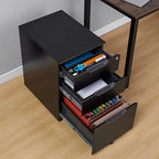 Amazon Basics 3-Drawer Mobile File Cabinet with Lock, Rolling Filing Cabinet for Hanging Files, Black, 20.71" D x 15.51" W x 24.29" H | With Lock, 3 Drawer