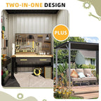 AECOJOY 8x4 FT Outdoor Storage Shed & Hardtop Gazebo Combo, 14x4FT Metal Lean to Shed with 6‘x4’ Open Pergola, 2-in-1 Tool Sheds & Outdoor Storage for Patio, Backyard, Garden