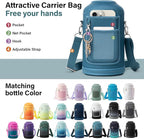 Insulated Water Bottle | Thickened Stainless Steel Vacuum Metal | Portable Sports Half Gallon Large Water Jug for Gym and Hiking with Straw, Carrier Bag, Handle Strap | BPA-Free 64 oz