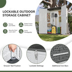 Aoxun Outdoor Storage Shed with Floor, 61 Cu.Ft Large Outdoor Storage Cabinet, Waterproof Vertical Resin Shed for Garden Tools, Pool Equipment, Grey White