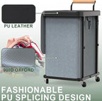150L (40 Gal) Extra Large Fashion Laundry Basket with Wheels, Rolling Basket Hamper with Handle, Organizer Storage Cart with Sturdy Metal Frame for Laundry Room - Gray