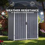 Devoko 5x3 FT Resin Outdoor Storage Shed with Floor, Plastic Outdoor Storage Cabinet, Waterproof Vertical Tool Shed with Lockable Door for Patio, Garden, Backyard, Dark Gray