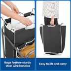 STORAGE MANIAC Laundry Sorter 2 Section, 90 L Gal Laundry Hamper with Wheels, Clothes Basket Separator Sorter, 2 Bag Clothes Cart with Wheels and Removable Bags for Closet, Dorm, Collage, Black