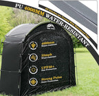 Happy Travel Bike Storage Shed Tent, Waterproof Portable Bicycle Cover with 30% More Top Storage Space for 2/3/4/5 Bikes,Clips Easy Setup Outdoor Sheds Shelter for Motorcycle, Garden Tools, Lawn Mower