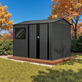 8' x 6' XL Outdoor Storage Shed, Sturdy Metal Building w/Floor and Operable Window for Garden, Backyard, Poolside and Lawn, Black