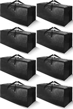 Cosy Family 8 Pack Heavy Duty Extra Large Moving Bags with Backpack Straps - Strong Handles & Zippers, Storage Totes For Space Saving, Fold Flat, Alternative to Moving Box (Set of 8, Black)