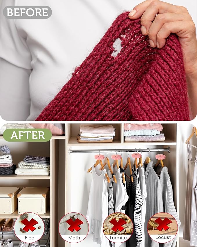 Cedar Blocks for Clothes Storage, 32 Pack Cedar Rings, Aromatic Scent Cedar Planks for Clothes Storage Closets Clothes Hangers and Drawers Freshener Protection & Control