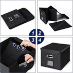 CADONO File Organizer Box with Lid, Large Hanging File Folder Organizer with Plastic Slide, Collapsible Portable Filing Storage Boxes for Office/Decor/Home (Navy Blue, 14.9 x 12.59 x 10.8 inch)