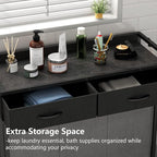 Laundry Hamper Laundry Basket with 3 Section Pull-Out Rolling Bags, Laundry Sorter for Organization and Storage with 2 Pull-Out Drawers for Laundry Room, Bathroom, Bedroom Use (Black)