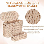 2 Pack Toilet Paper Storage Baskets, Cotton Rope Woven Storage Baskets for Organizing with Handles & Lid, Toilet Paper Baskets Bathroom Coutertop Organizer for 6 Rolls, Bathroom Accessories Organizer