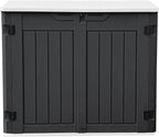 DWVO Outdoor Weather-Resistant Horizontal Storage Shed, 35 Cu Ft Capacity, Lockable and Waterproof, Suitable for Storing Garden Tools, Dark Gray