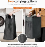 NEWBULIG Laundry Hamper with Removable Pull-Out Bag, Freestanding Clothes Basket Organizer with Wheels for Bathroom & Bedroom, 1 x 18.3 Gallon (69L) - Rustic Brown & Black