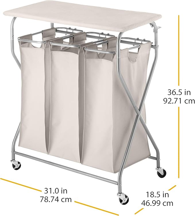Whitmor Easy-Lift Triple Sorter with Folding Table