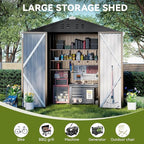 COMHOMA Shed Outdoor Storage Shed Metal,Lockable Doors Tool Sheds with Sloping Roof,Steel Garden Shed with Air Vent for Backyard,Patio,Lawn,Poolside(Brown,6'x4')