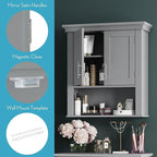 RiverRidge Somerset Two-Door Bathroom Storage, Gray Wall Cabinet, Grey, Set 1