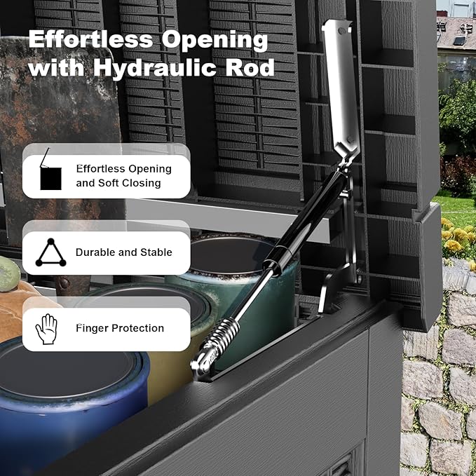 EasyUp 320 Gallon Deck Boxes Waterproof, Outdoor Large Storage Boxes with Lids, Outside Resin Storage Box & Deck Boxes for Patio, Garden Use(Black)