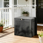 32 Gallon Outdoor Storage Box, Resin Deck Boxes Outdoor Waterproof For Patio Furniture, Garden Tools, Pool Supplies, Lockable And UV Resistant (a Set of 2,Rattan Black)