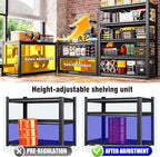 2Pack 59" W Heavy Duty 5-Tier Garage Shelving Unit,2500 lbs Capacity Adjustable Metal Storage Rack, Boltless Steel Shelves for Garage, Basement, Warehouse, Pantry & Kitchen 72"x59"x20",Black