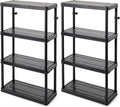Gracious Living 2 Pack Storage Rack, 4 Shelf Fixed Height Medium Duty Unit, Black