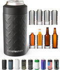 Frost Buddy Universal Can Cooler - Fits all - Stainless Steel Can Cooler for 12 oz & 16 oz Regular or Slim Cans & Bottles - Stainless Steel (Diamond Plate - Black)