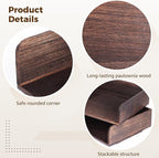 2 Pcs Stackable Desk Tray, Wood Document Organizer, Retro Brown Desktop Accessories with Open Front Design, Wooden Folder Organization Rack Desk Tray for Office, Home, 12.4 x 9.4 x 3.5 in
