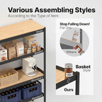 HOMEDANT House 24.4" W 5 Tier Heavy Duty Garage Shelving Adjustable Metal Rack Storage Shelves Standing Shelf Unit Organizers Pantry Closet Office Black 2Pack