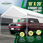Caravan Canopy Powder Coated Heavy Duty Steel Frame Pop Up Carport with 6 Steel Stakes for Outdoor Activities and Events, White
