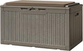 Greesum 100 Gallon Resin Deck Box Large Outdoor Storage with Cushions for Patio Furniture, Garden Tools, Pool Supplies, Weatherproof and UV Resistant, Lockable, Light Coffee