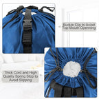 BeeGreen Laundry-Bag-Backpack-Heavy-Duty, Royal Blue Nylon Drawstring Portable Laundry Backpack Tall Foldable Extra Large Dirty Clothes Travel Bag with Handle College Dorm Apartment Essentials